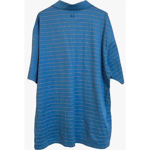 Greg Norman Polo Shirt Mens XXL Blue Pinstripe Shark Tag Golf Casual - Picture 5 of 8